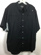 Reel Legends Mariner II  Men's Large Black Polyester Button-Up Fishing Shirt