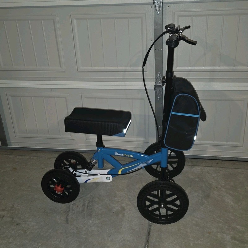 BlessReach 4-Wheel Mobility Scooter, Seated, Storage Compartment, Blue/Black