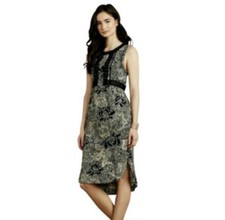 Holding Horses Anthropologie Suraja Mai Black Floral Midi Women’s Dress 8 M