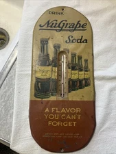 Nu Grape Disappearing Bottle Advertising Thermometer 6.5x15.5 Metal Complete