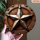 2D Printing Vintage Western Cowboy Rust Star Tin Metal Signs Home Décor Round Al