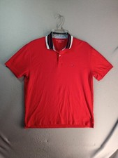 Tommy Hilfiger Mens Polo Shirt XL Red Blue White Short Sleeve Cotton Collared
