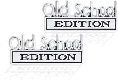 2 Pcs Old School Edition Emblem 3D Metal Badge Decal Sticker Fit for Universal C