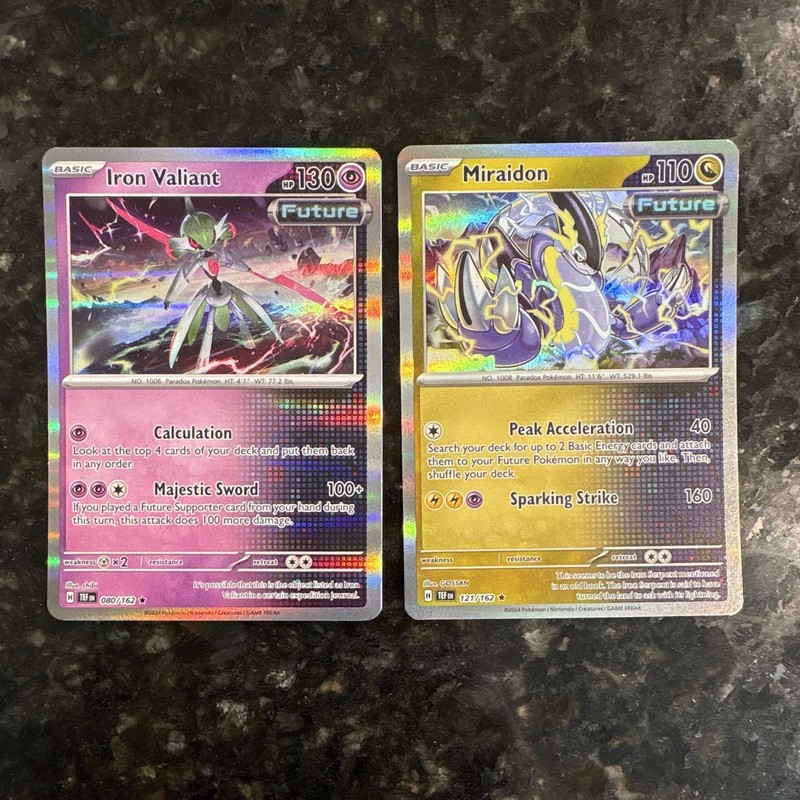 Pokemon TCG Holo 2-Card Lot Iron Valiant 080/162 & Miraidon 121/162