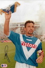 ROBERTO BAGGIO SIGNED 12x8 BRESCIA ITALY LEGEND PHOTO (ACG CERT AG17154)