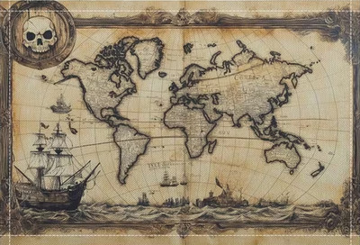 Cloth Pirate Treasure Map Costume Prop Fabric