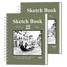 Small Sketch Book 5.5x8.5, 2-Pack Mini Sketchbook, Spiral Bound Sketchbook Ha...