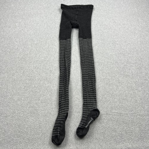 Smartwool Tights Womens Medium Charcoal Gray Chevron Merino Wool Stretch Footed