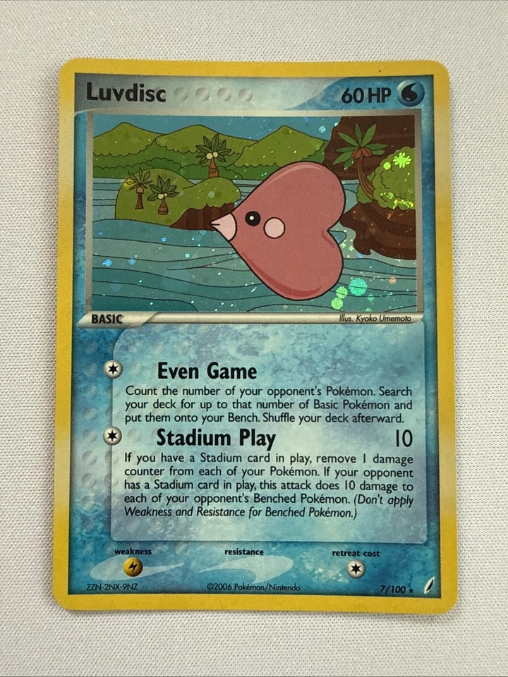 Luvdisc 7/100 EX Crystal Guardians Holo Rare Pokemon Card Partial Swirl - Image 2 of 4