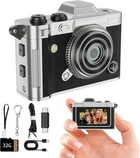 Retro Mini Keychain Camera 2K Digital Camera 32GB Card Metal Body Black