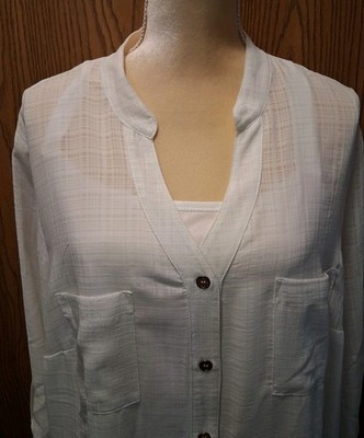 AGB Woman 2X Plus Size Shirt Tunic With Shell 2pc Set Windowpane Design