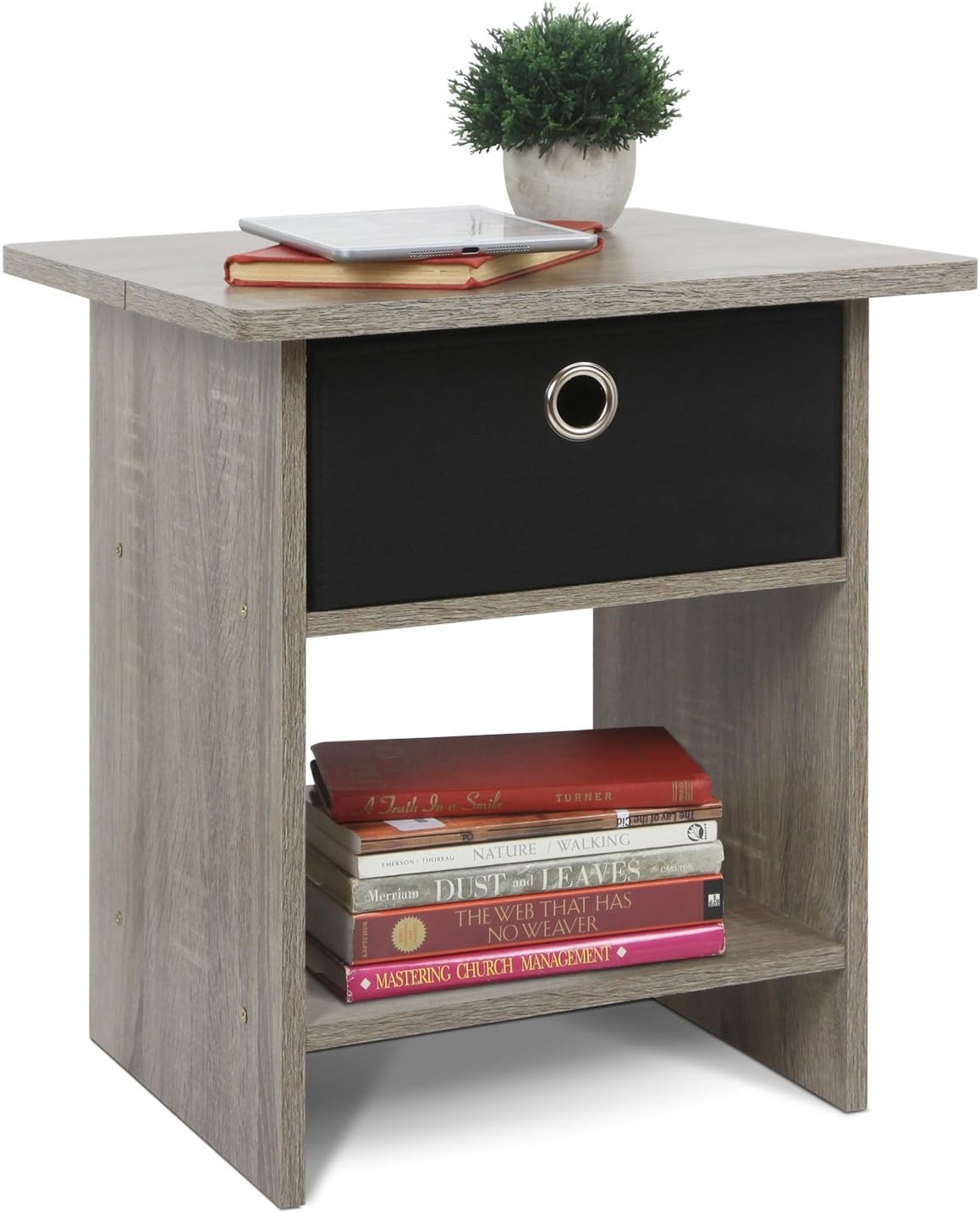 With Bin Drawer, Oak Grey/black