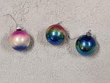 vintage glass Christmas ball ornaments lot of 3