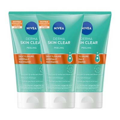 NIVEA Derma Skin Clear Peeling, 3 x 150ml
