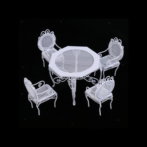 Dollhouse Miniature 1/12 Scale Table Chair Set Royal Garden Flowers FurniturebM - Picture 15 of 19