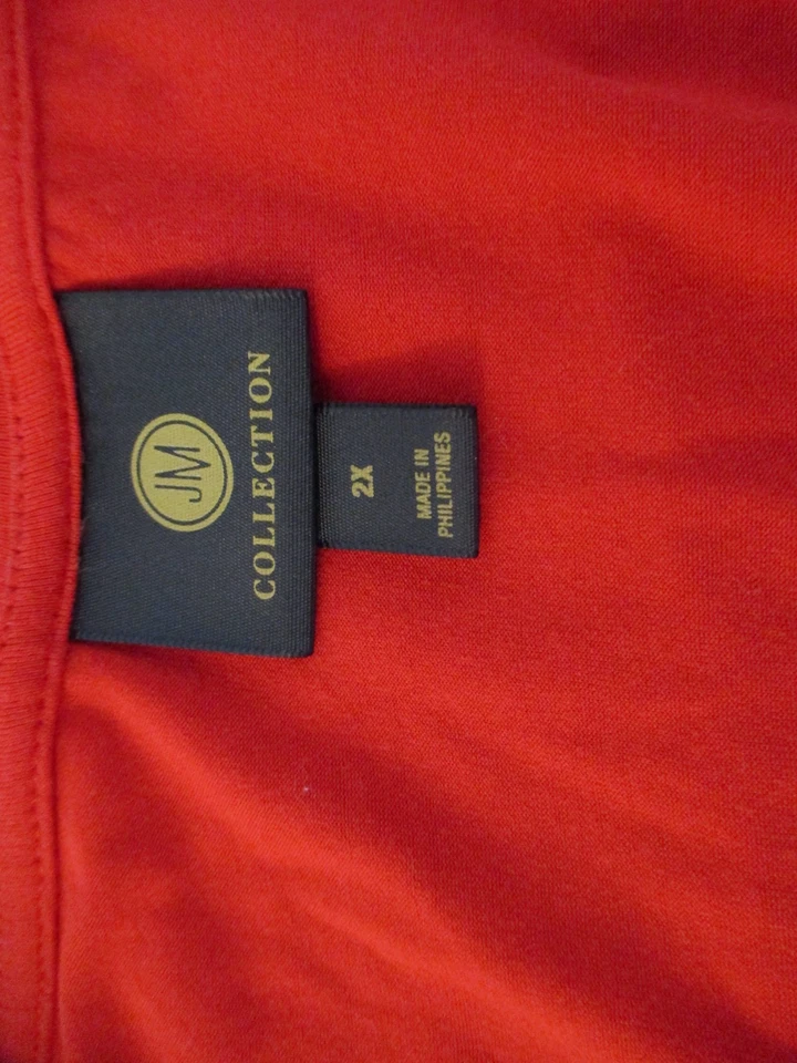 Top tejido para mujer JM Collection talla 2X manga larga rojo cuello redondo Foto 3 de 4