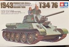 Tamiya T34/76 Soviet Tank Model Kit 1/35 Scale VTG Open Box - Parts sealed