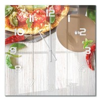 Wanduhr Aus Glas FüR Wohnzimmer Und Arbeitszimmer Pizza WeißE Zeiger 60X60 Cm