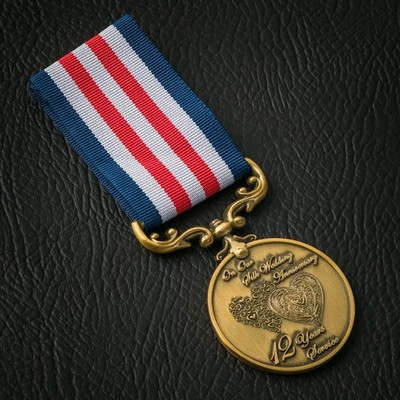 Unser 12. SEIDENHOCHZEITSTAG langer Dienst/Tapferkeitsmedaille. Ehemann/Frau. Gold
