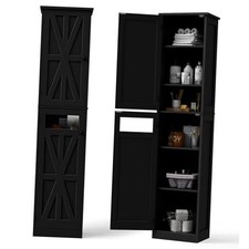 Tall Bathroom Cabinet, Slim Bathroom Storage Cabinet with Adjustable Black