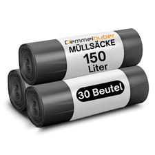 M&uuml;lls&auml;cke 150L extrastark 75&micro;m rei&szlig;fest M&uuml;llbeutel Abfallbeutel M&uuml;llsack M&uuml;ll