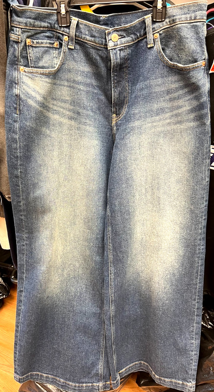 OLD NAVY WOMEN'S WIDE LEG JEANS BLUE DENIM HIGH RISE SIZE 16