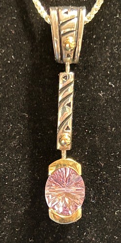 John Atencio Sterling Silver & 18K Gold Amethyst Pendant
