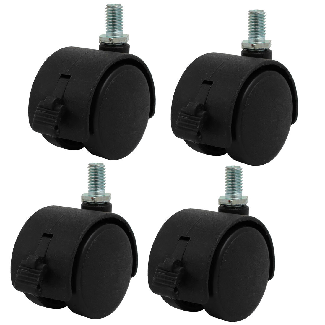 Ruedas Basculante Giratorio 1.5'' diám Rosca M8 360 Grados Orientable 4Pcs Negro