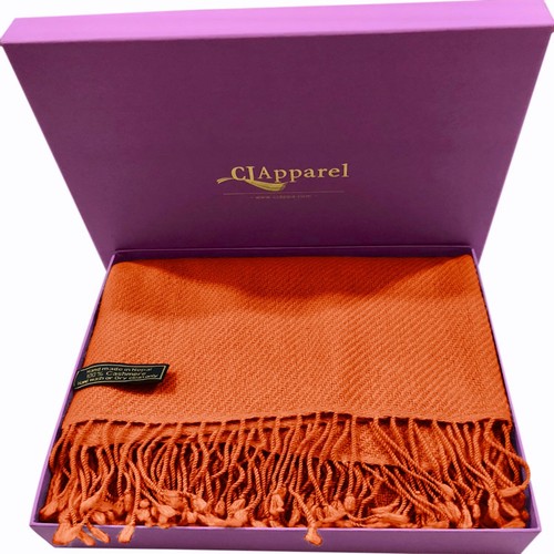 Chal Pashmina Naranja Calabaza 100% Cachemira Bufanda Cubierta Facial Hecha a Mano Nepal NUEVA - Imagen 5 de 12