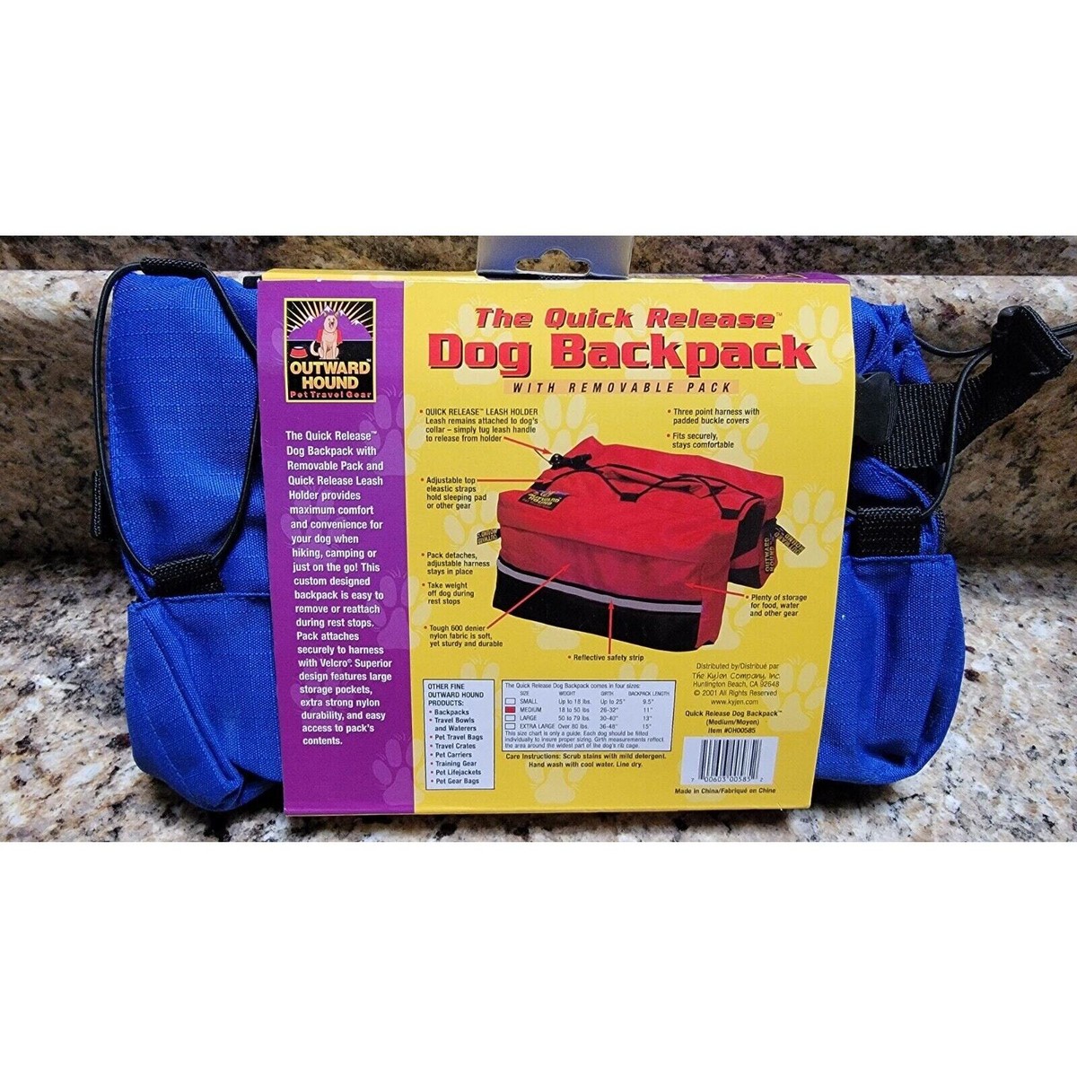Quick-Release Dog Safety Backpack Saddlebags Hiking BLUE Medium 18