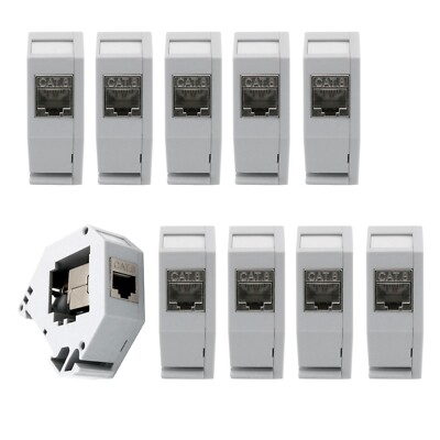 10x Keystone CAT8.1 Hutschienenadapter RJ45 Buchse Modul Metall geschirmt Set