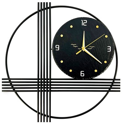 Innen/Außen Wanduhr Garten Steinoptik rund Quarz Batterie Metall 50cm