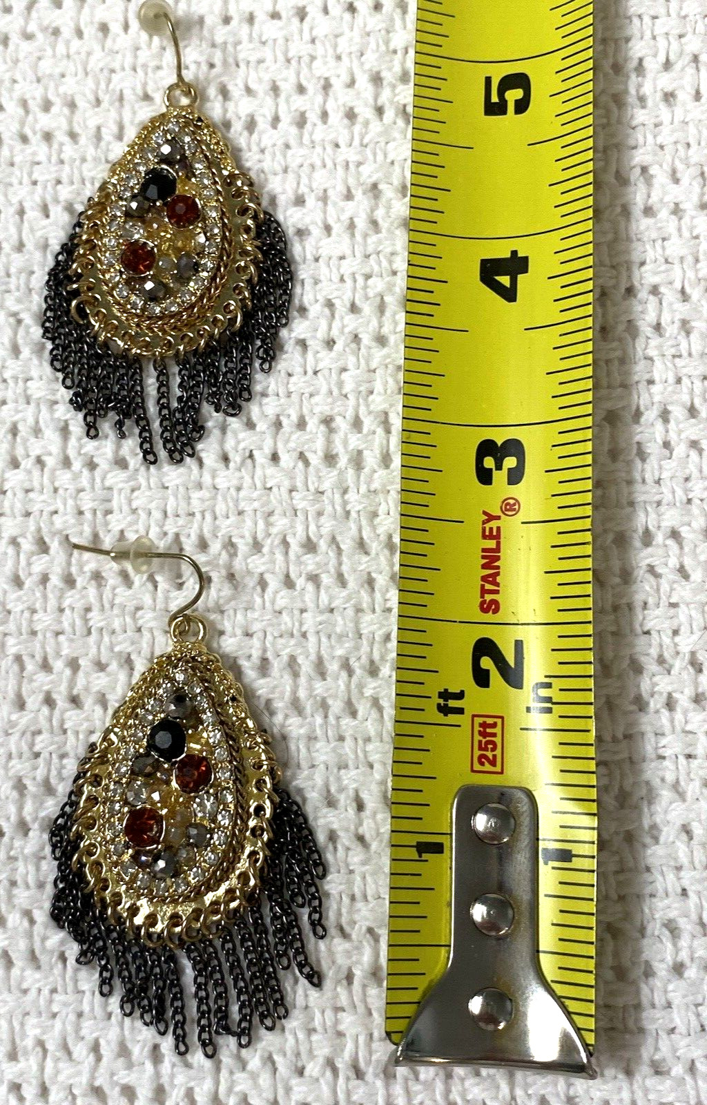 Multi Colored Stone Gold Tone Dangle/Drop Earrings - image 18