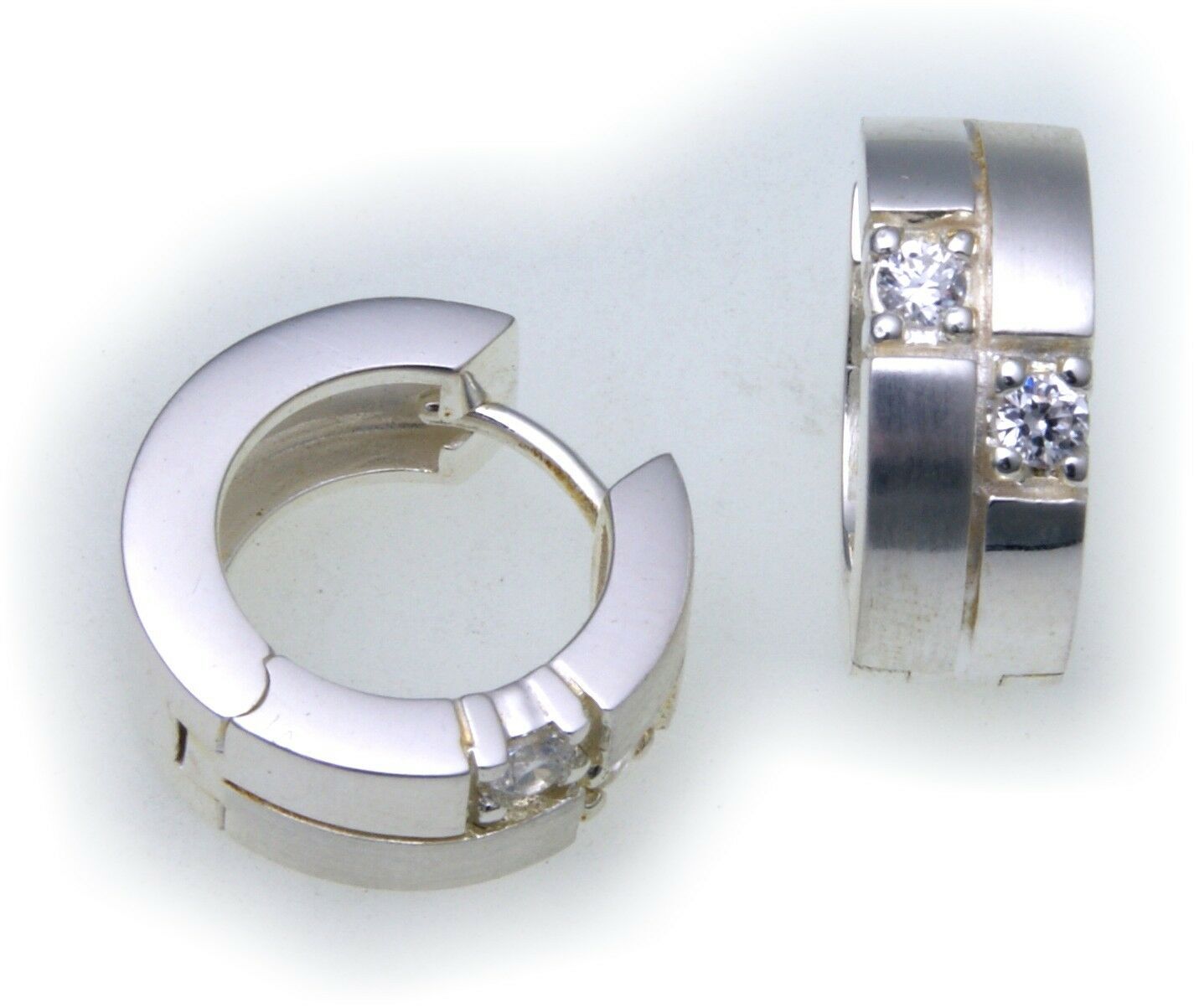 Noble Hoop Earrings With Zirconia Real Silver 925 Sterling Silver Quality