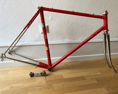 BERMA Rennrad Rahmen ''Super Record'' Chromoly Columbus RH 54 mit Anbauteilen