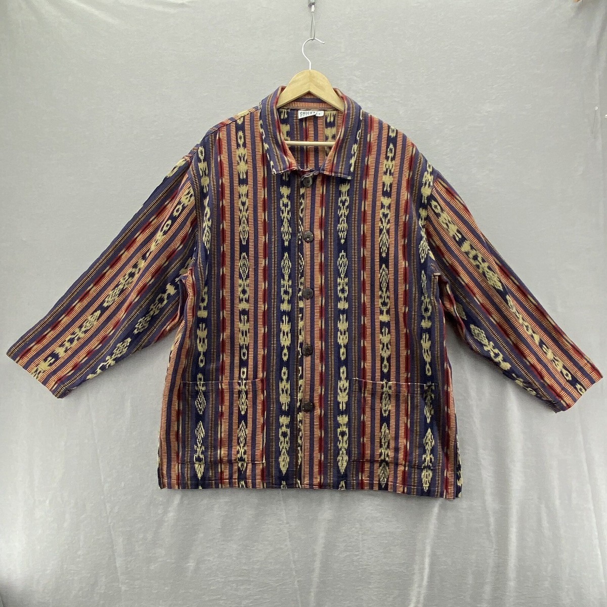 Vintage Chico's Design Size 3 Button Up Shirt Jacket Handwoven