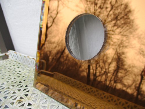 Beveled Bronze 6" Square Mirror W/Center Hole USA Crafts Home Deco Wall - Picture 2 of 5