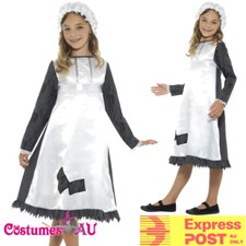 Girls Historical Victorian Poor Maid Olden Day Costume Book Week Fancy Dress