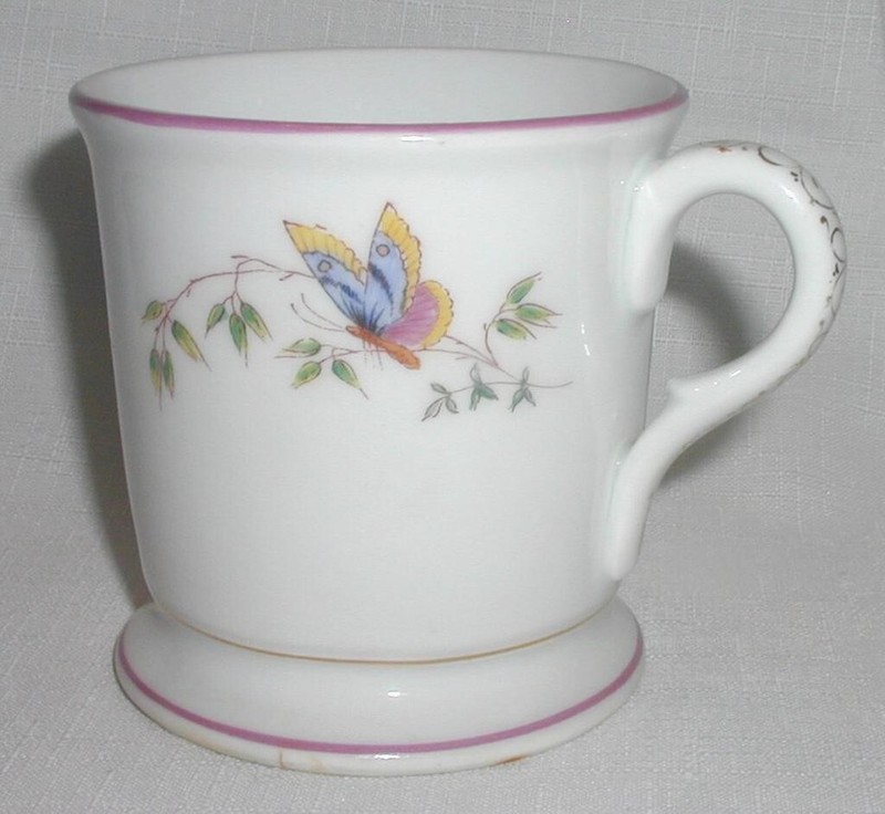 Antique Porcelain Mug or Shaving Mug with Butterflies