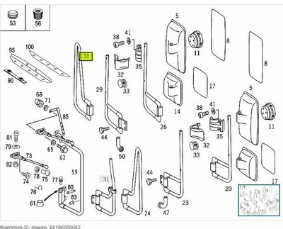Mercedes-Benz Halter an Drehtür Bügel lang 305 X 530 A6708103814  
