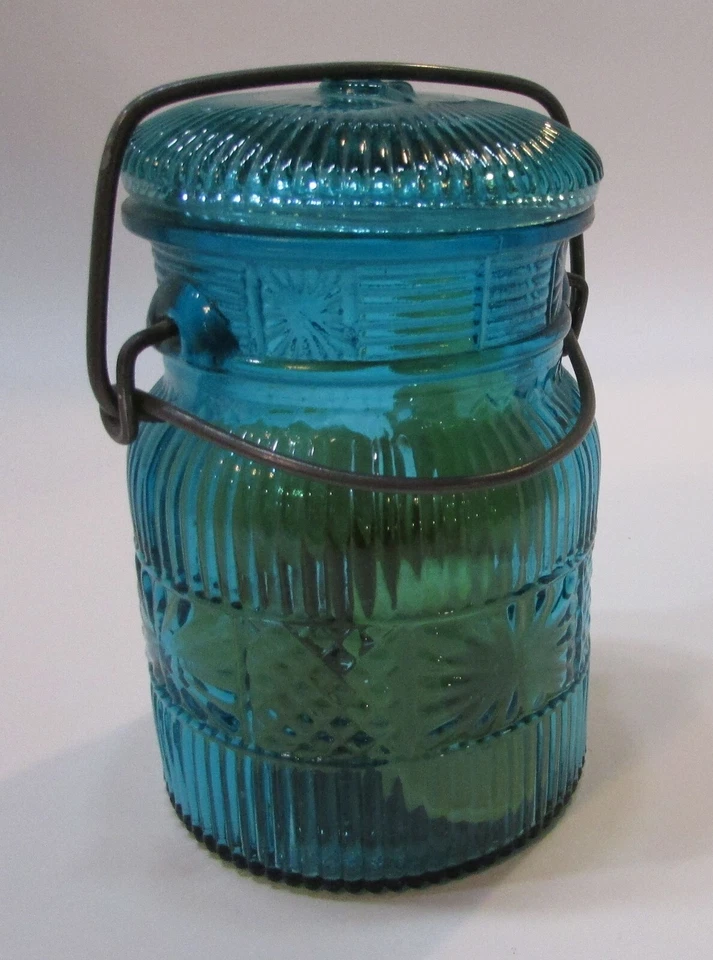 Vintage Avon Country 6 Peach Soap in Blue Green Ribbed Fruit Canning Pint Jar - Imagem 4 de 4