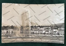 Vintage RPPC real photo postcard Geneva Switzerland water jet fountain