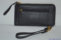 Fossil Brand Amanda Black Genuine Leather Zippered Wristlet Wallet $55 Fossil Brand Amanda Black Genuine Leather Zippered Wristlet Wallet $55