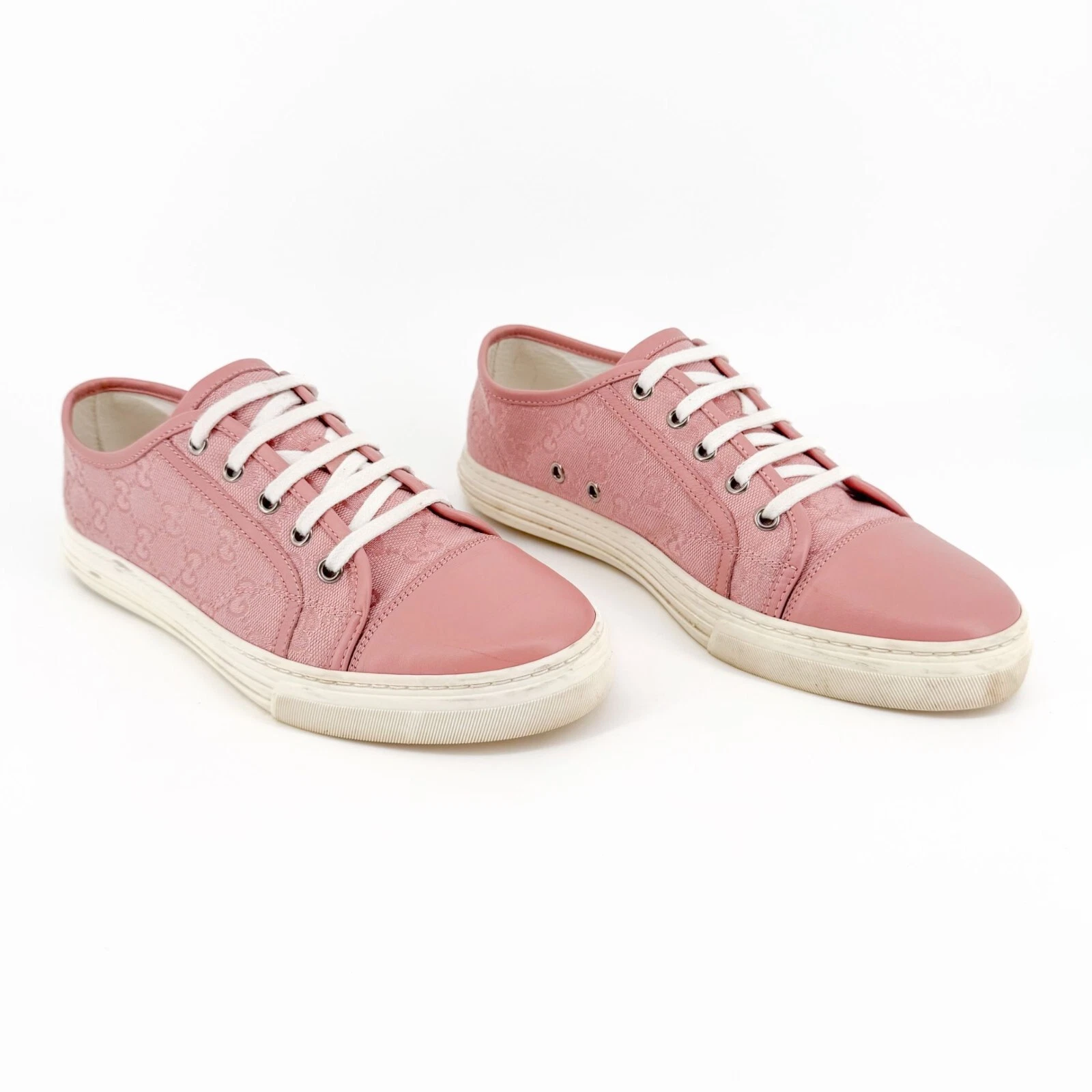 Baskets basses Gucci GG monogramme EU 40 US 10 rose logo toile chaussure à lacets