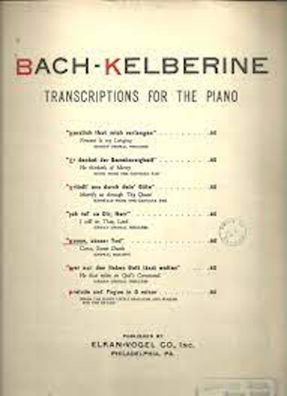 Komm susser tod (Come Sweet Death), J. S. Bach, transc. Alexander Kelberine, pia