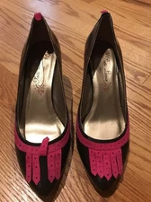 POETIC LICENCE Tassel Loafer Chocolate Pink High Heels Women Shoe Pumps Sz 8.5 #
