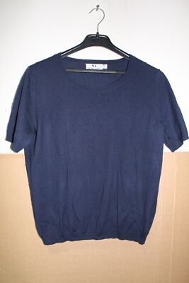 Peter Hahn women's 100% cord wool sweater knitted sweater size 46 Blue
