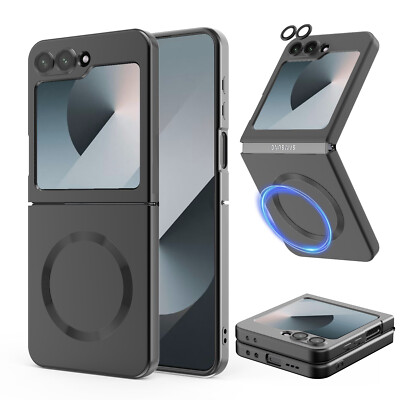 For Samsung Galaxy Z Flip 6 Liquid Silicone Magnetic Shockproof Hard Case Cover