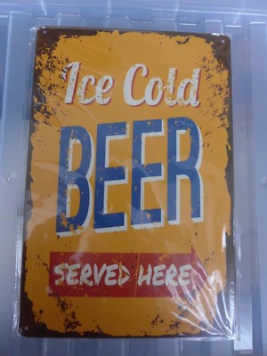 Eiskaltes Bier Blechschild Retro Blechschild bemalt Poster Wandbild Garage Laden Kneipe