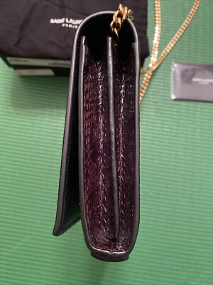 YSL Saint Laurent Monogram Python Effect Leather CrossBody Chain